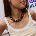 Jane Beaded Necklace Black/Brown