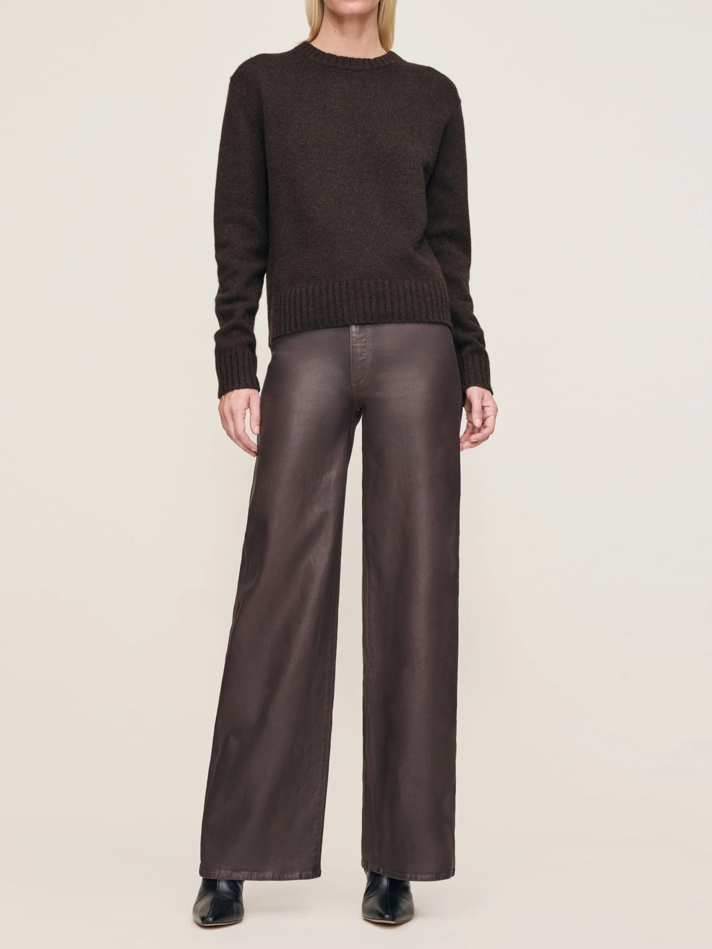 Hepburn Wide Leg High Rise 32" Jeans - Walnut Coated