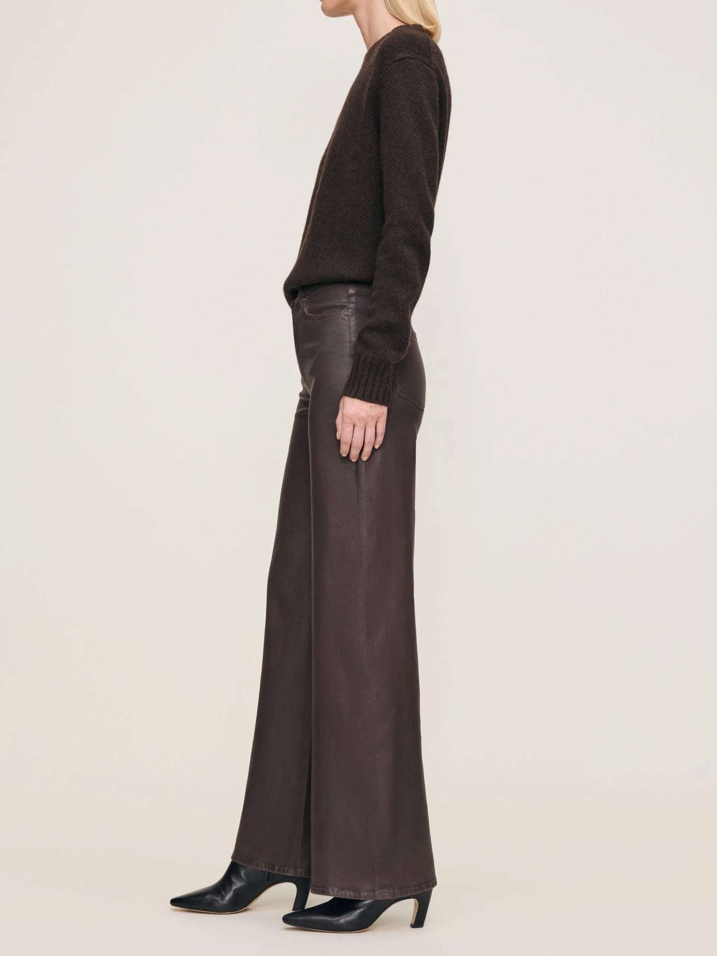 Hepburn Wide Leg High Rise 32" Jeans - Walnut Coated
