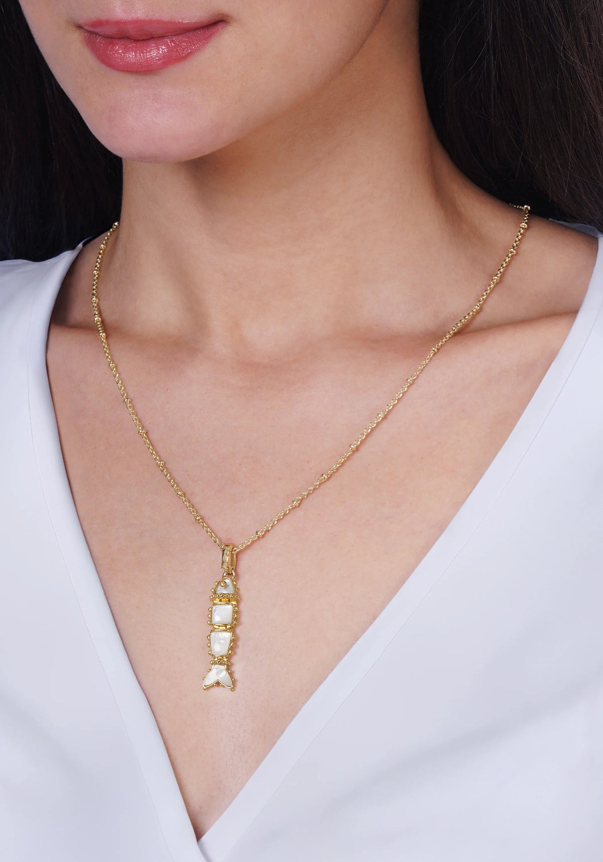 Milos Stone Fish Charm - Pearl