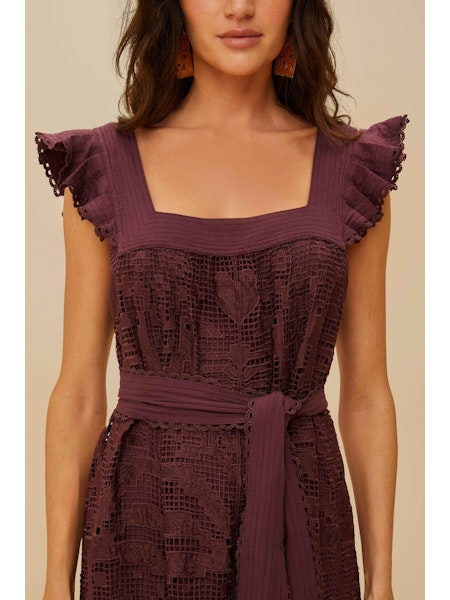 Pineapple Guipure Brown Dress