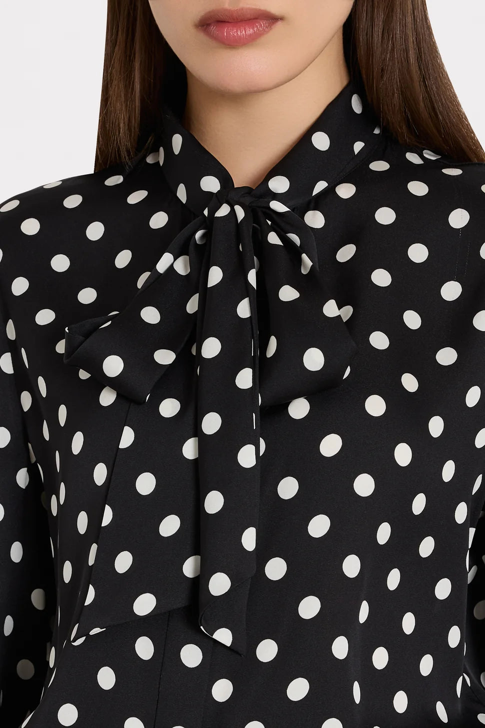 Polka Dot Tie Neck Blouse