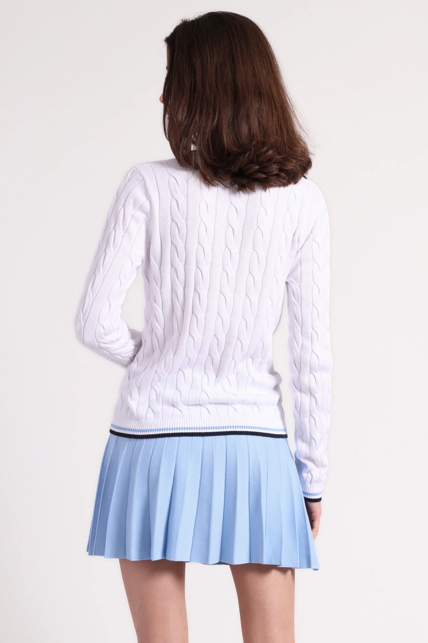 Cotton Sporty Cable V Neck