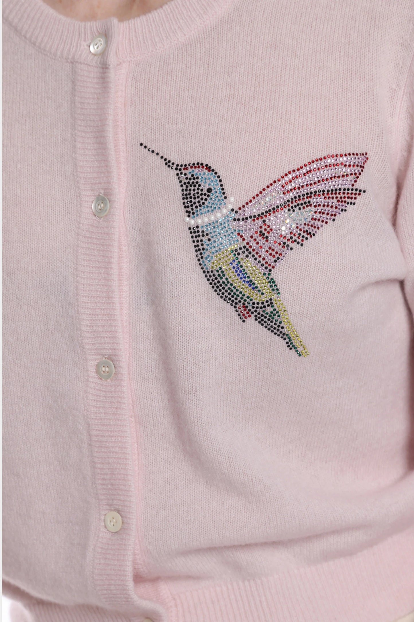 Cashmere Hummingbird Bling Cropped Cardigan