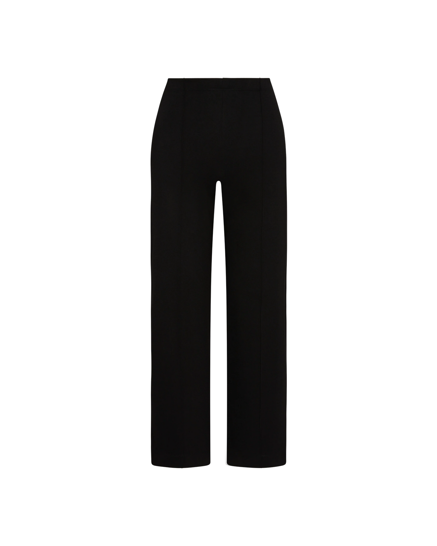 BLACK PONTE KNIT STRAIGHT LEG PANT: CROPPED