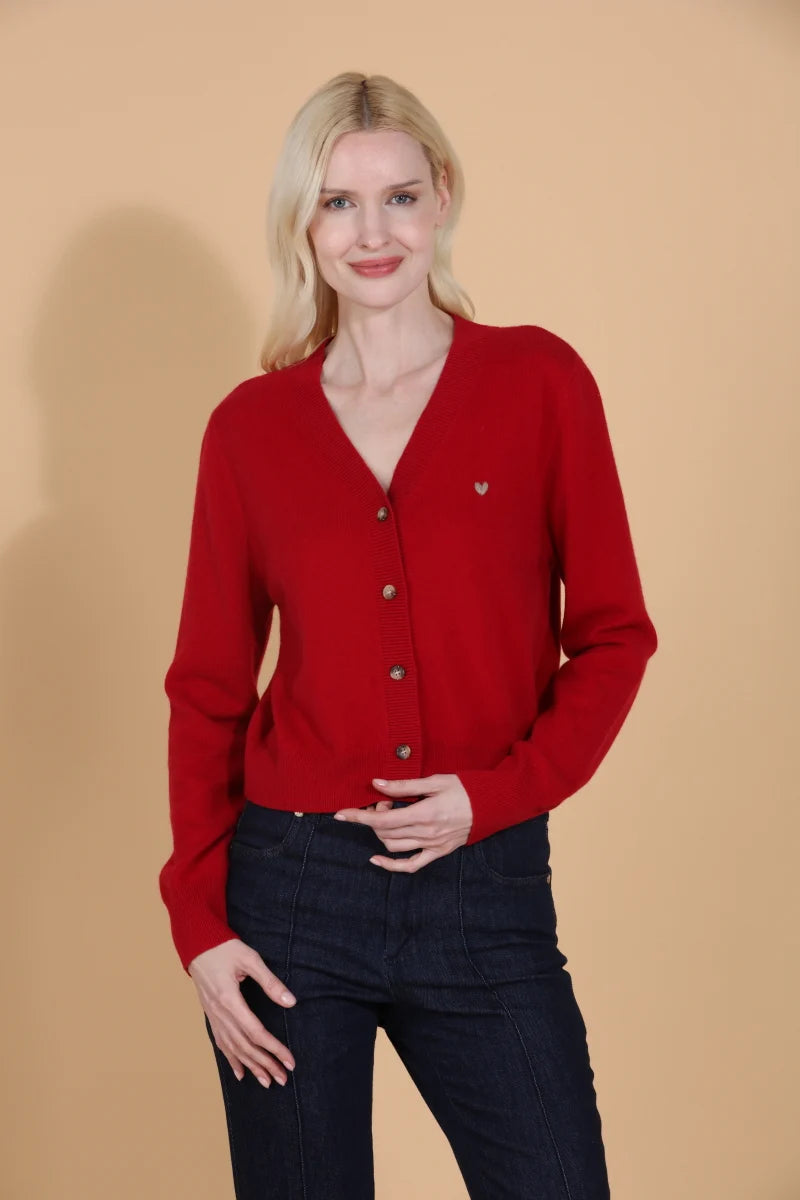 Cashmere Wool Blend V Neck Cardigan