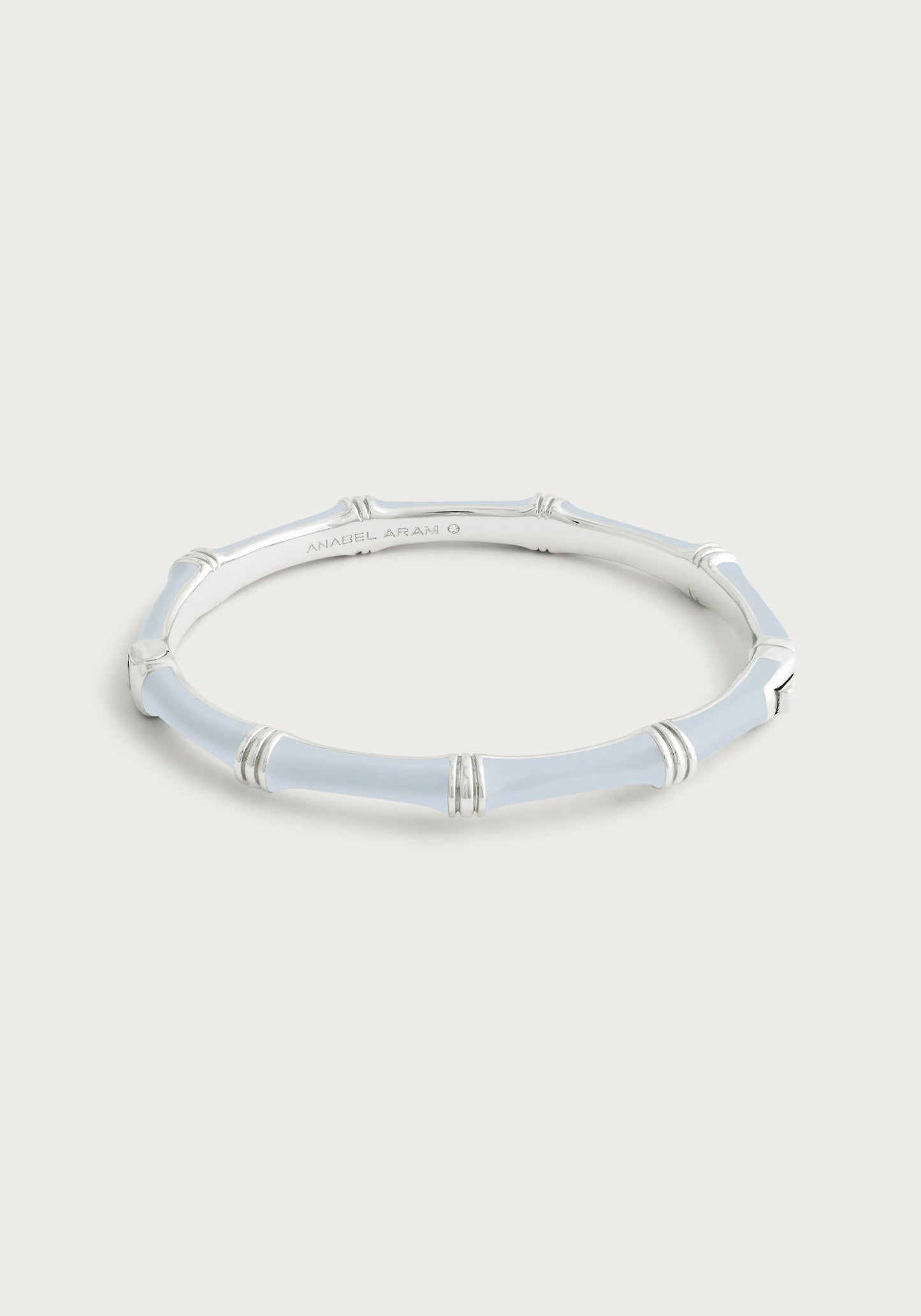 Bamboo Enameled Hinged Bangle, Silver