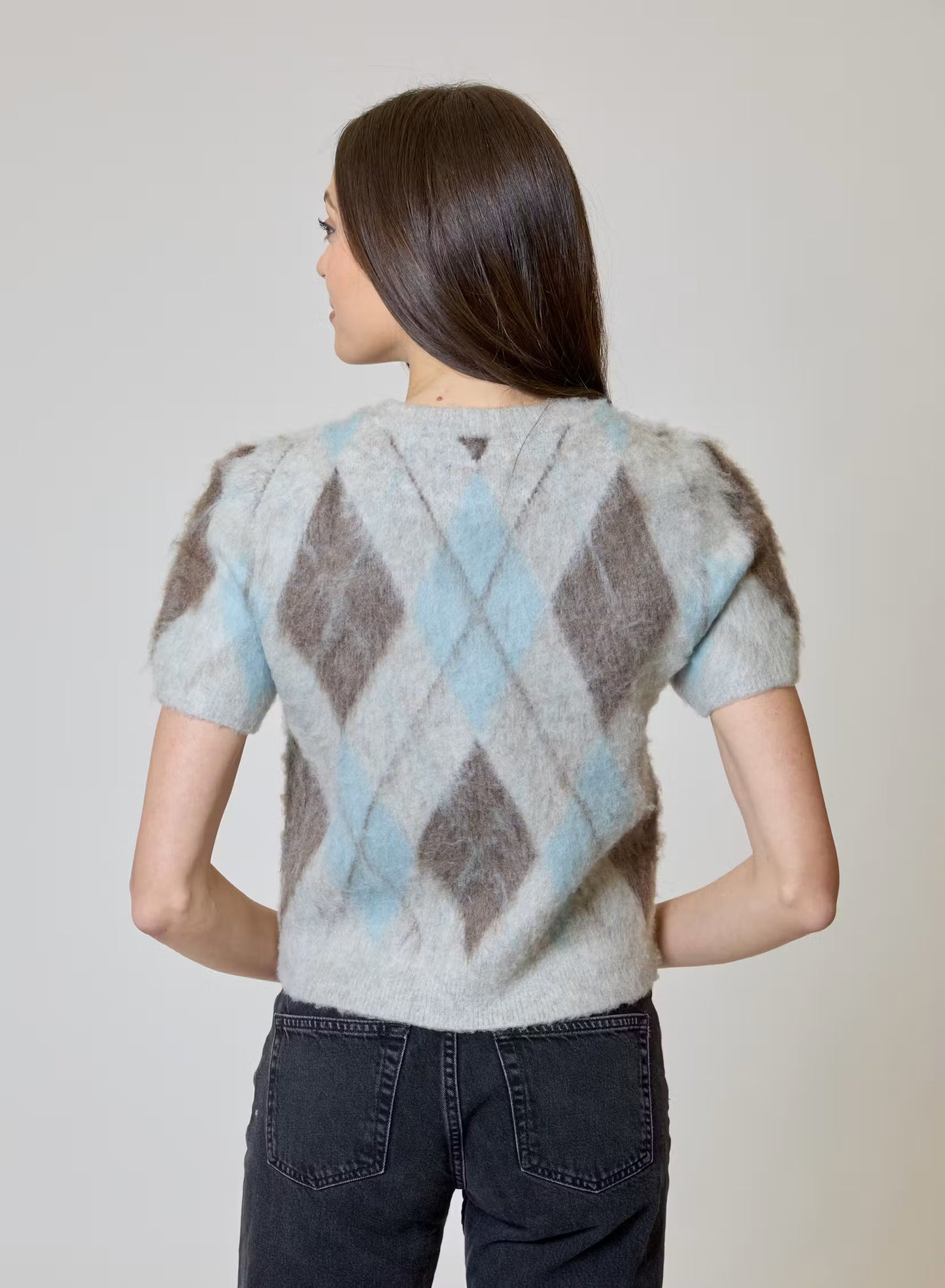BRUSHED ARGYLE SWEATER