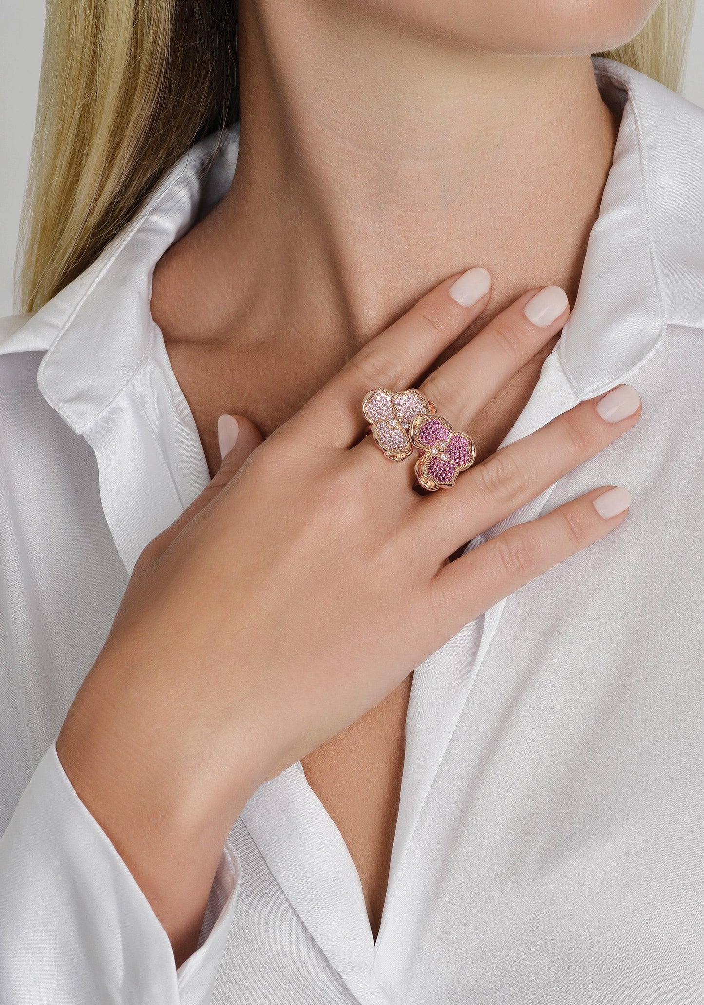 Orchid Double Pink Pavé Ring - size 7