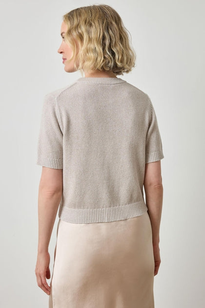 Short Sleeve Sparkle Sweater in Mist Sparkle