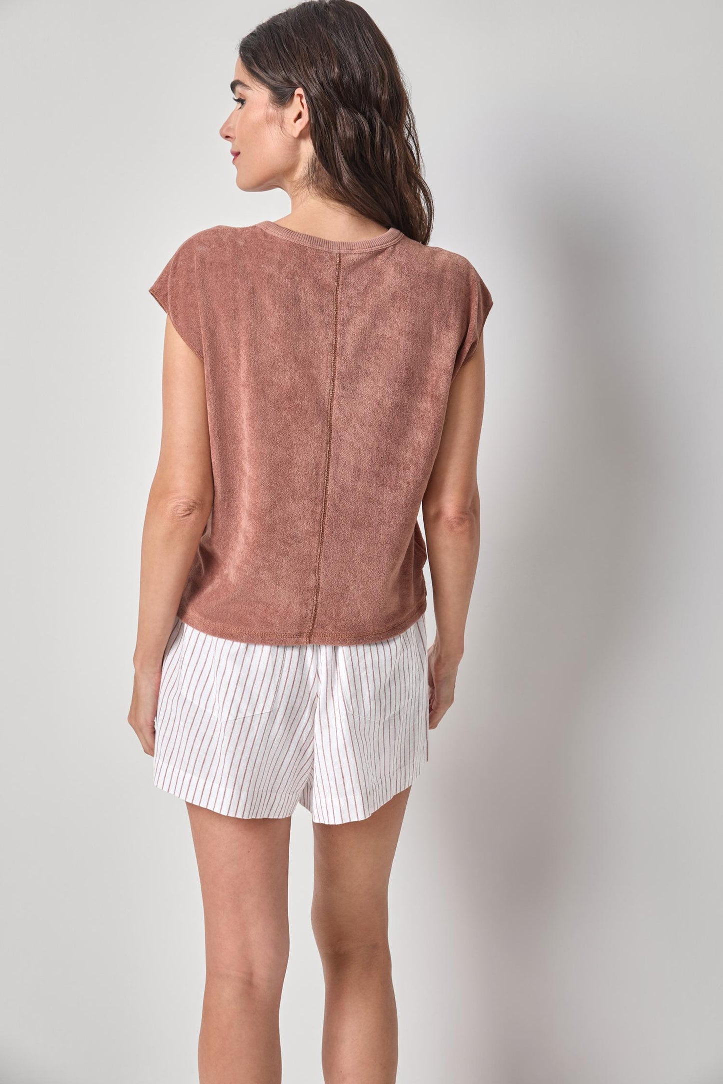 Terry Boxy Sleeveless Top - Bark