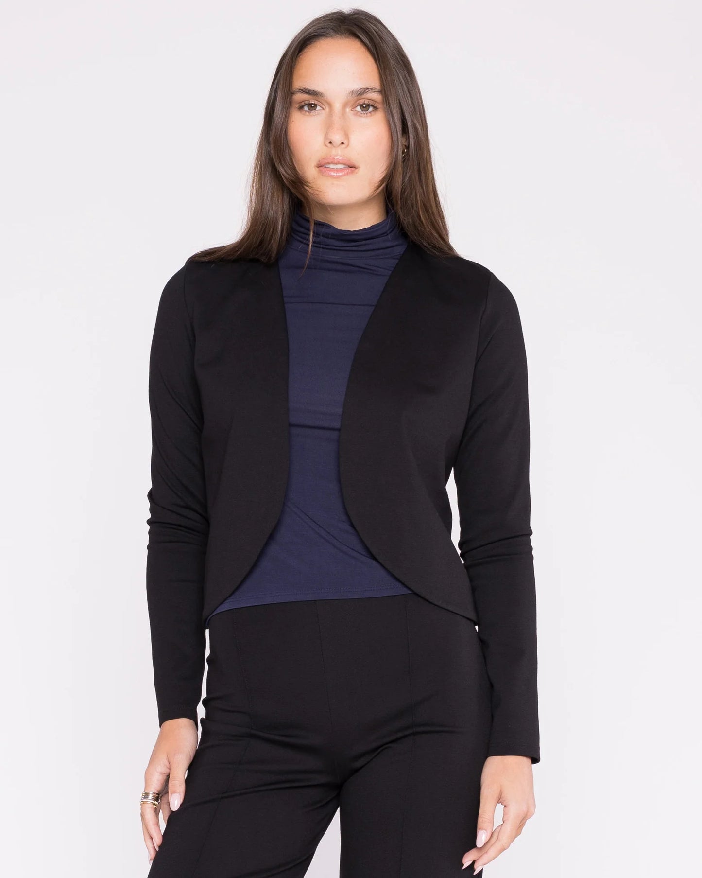 BLACK PONTE KNIT BOLERO