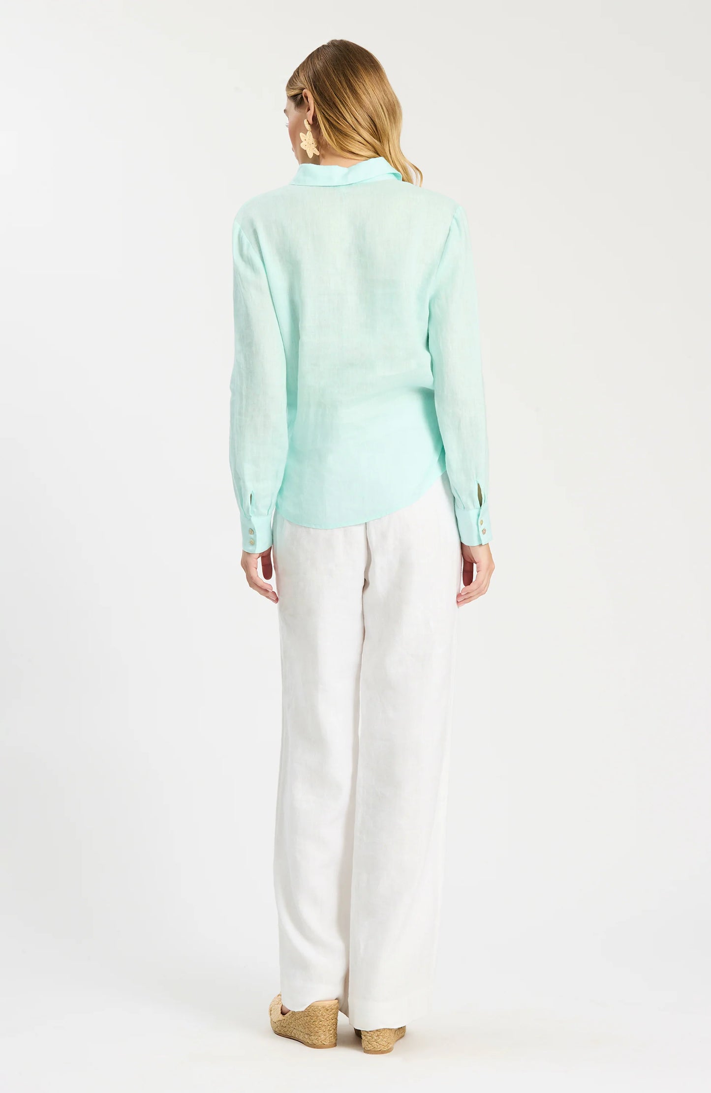 Amara Linen Shirt - Bleached Aqua