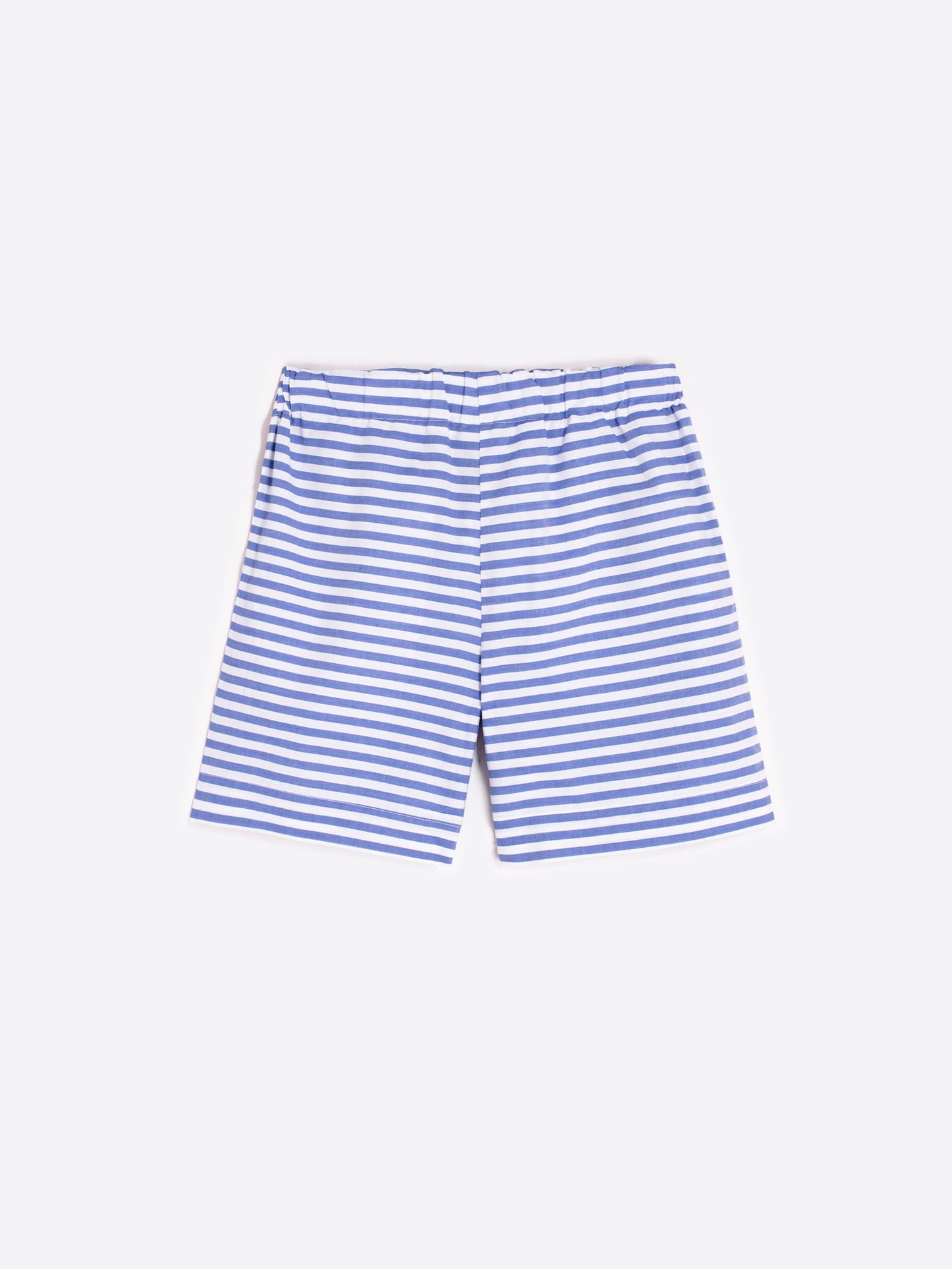 BLUE STRIPED SHORTS WITH FLORAL EMBROIDERY