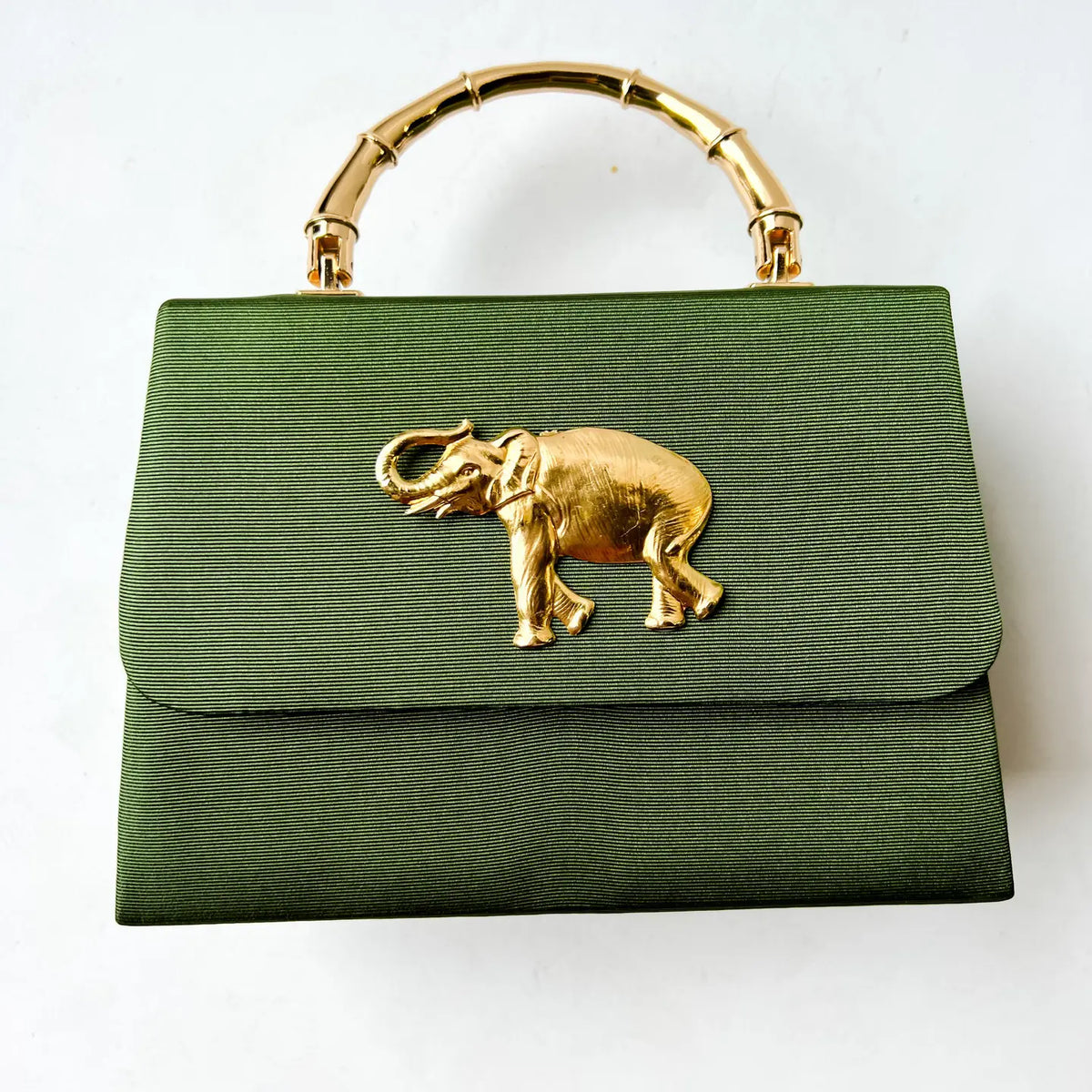 Green Faille Lulu with Gold Handle Handbag