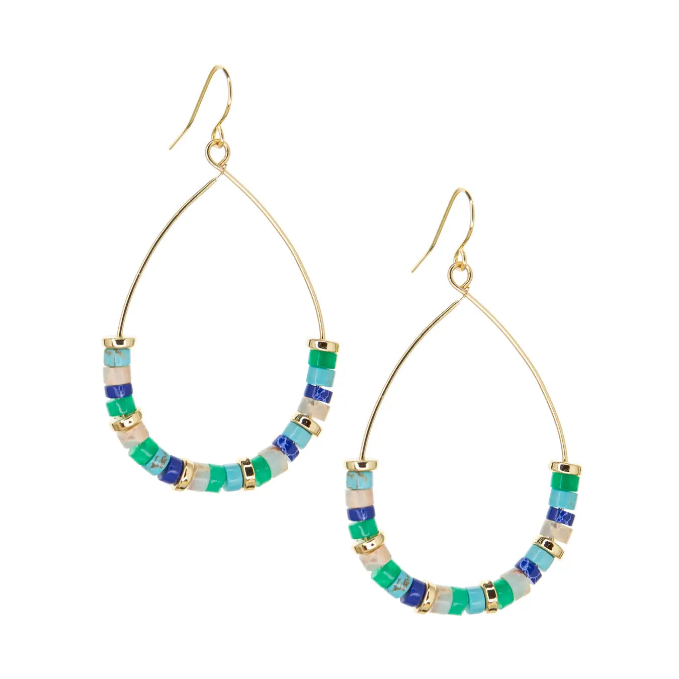 Semi Precious Stones with Gold Disc Teardrop Earring