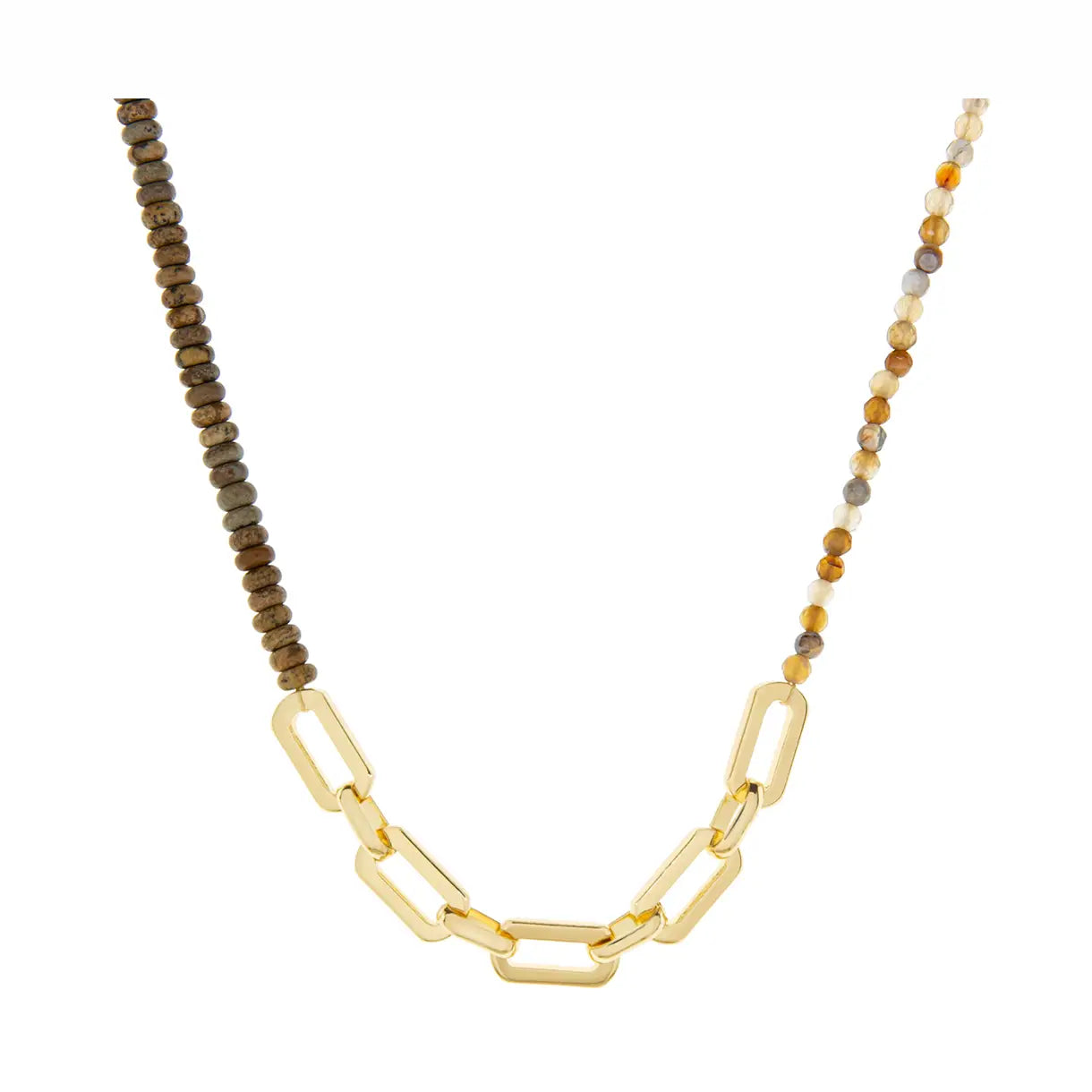 Natural Stone and Link Chain Necklace