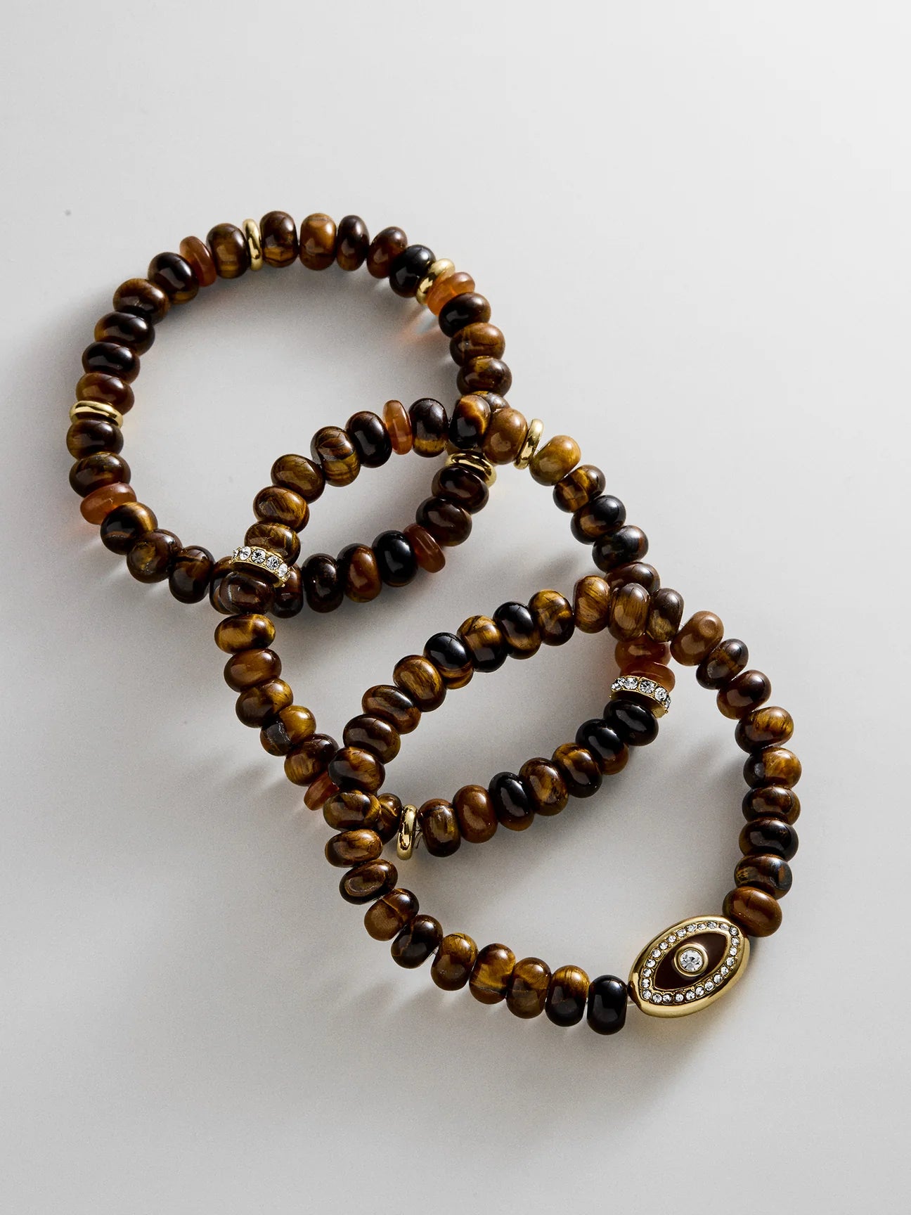 Energy Aligned Evil Eye Bracelet Set - Tigers Eye