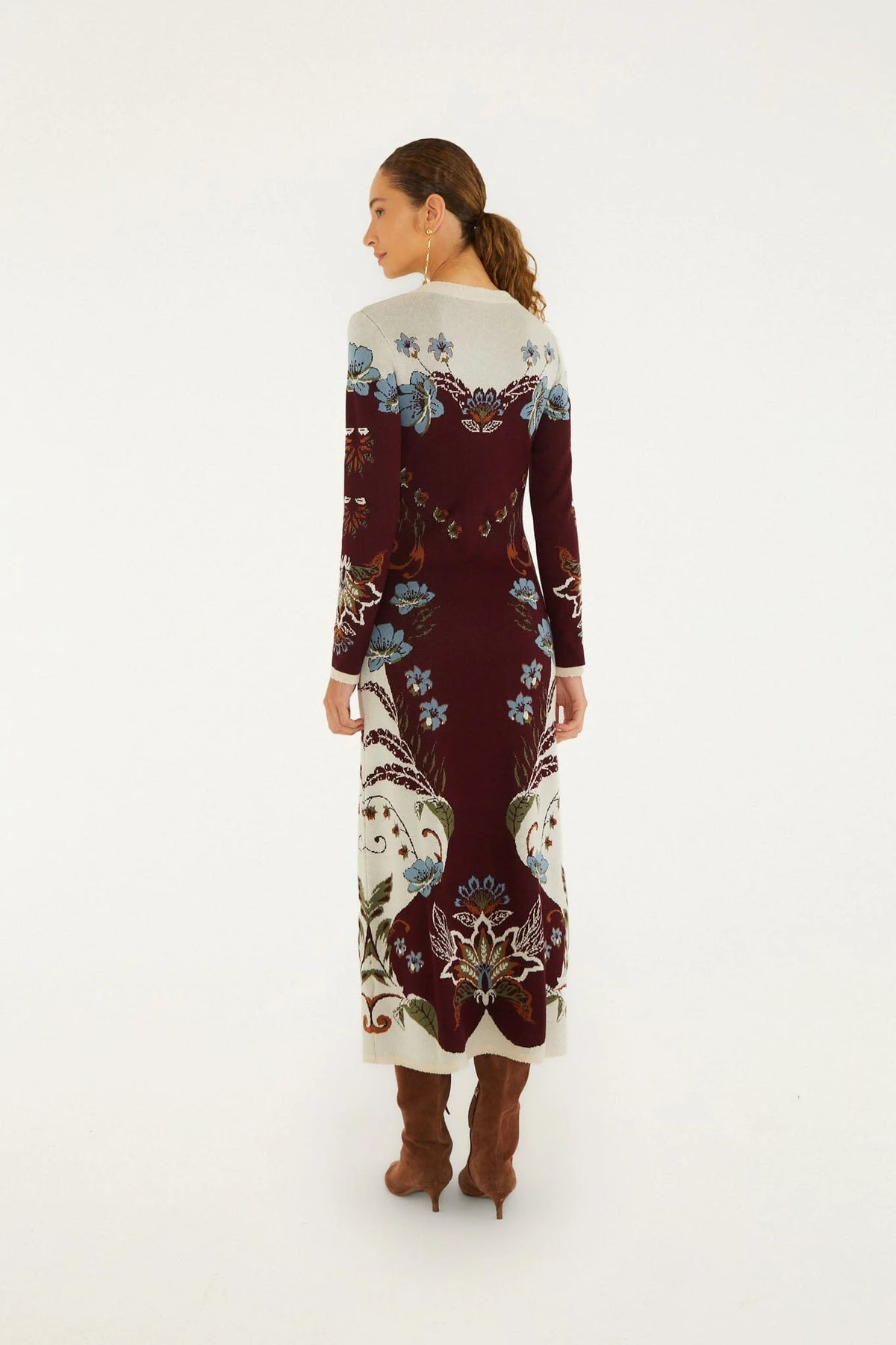 Millena Burgundy Knit Midi Dress