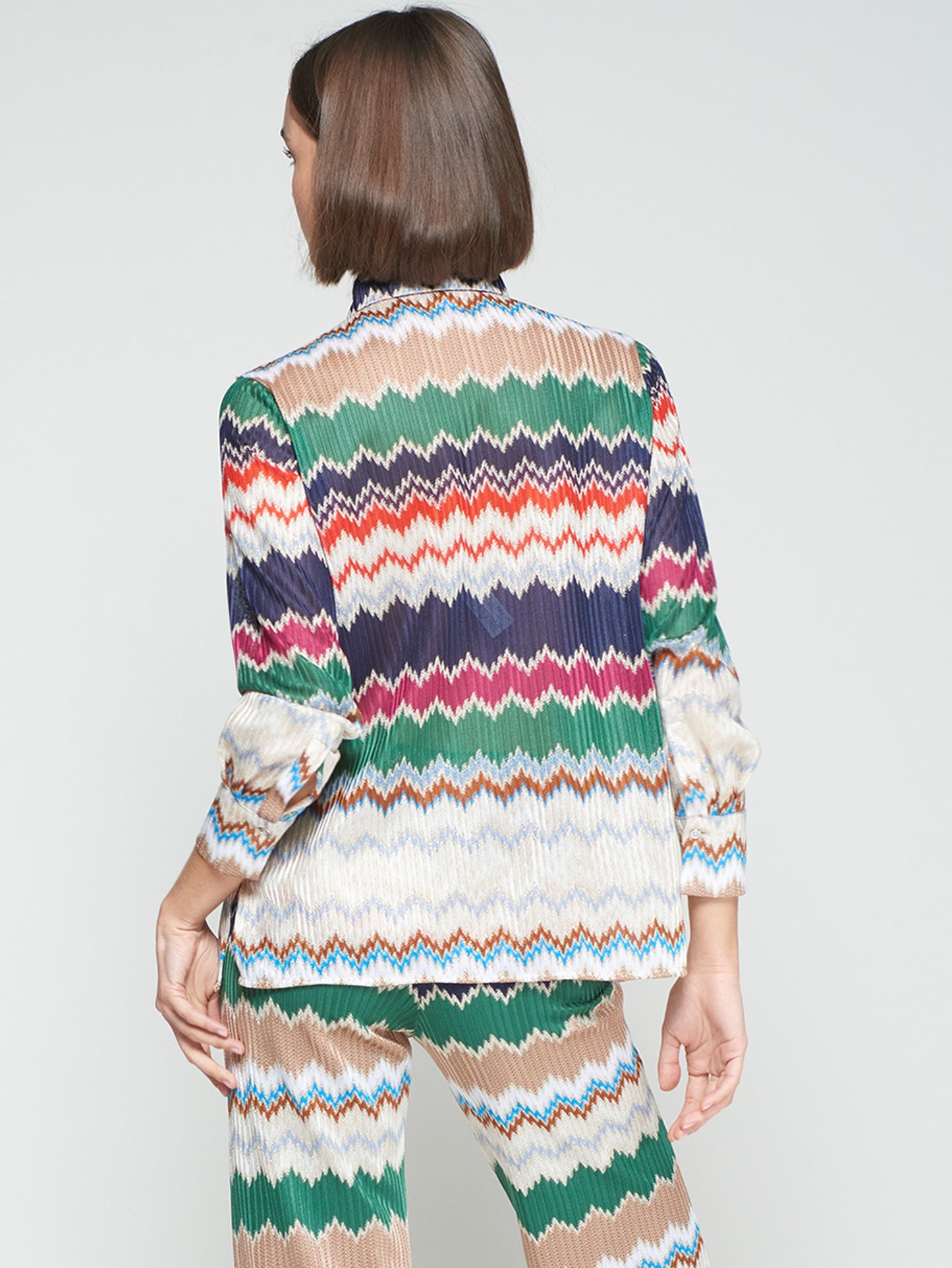 GREEN HERRINGBONE LUREX JACQUARD SHIRT