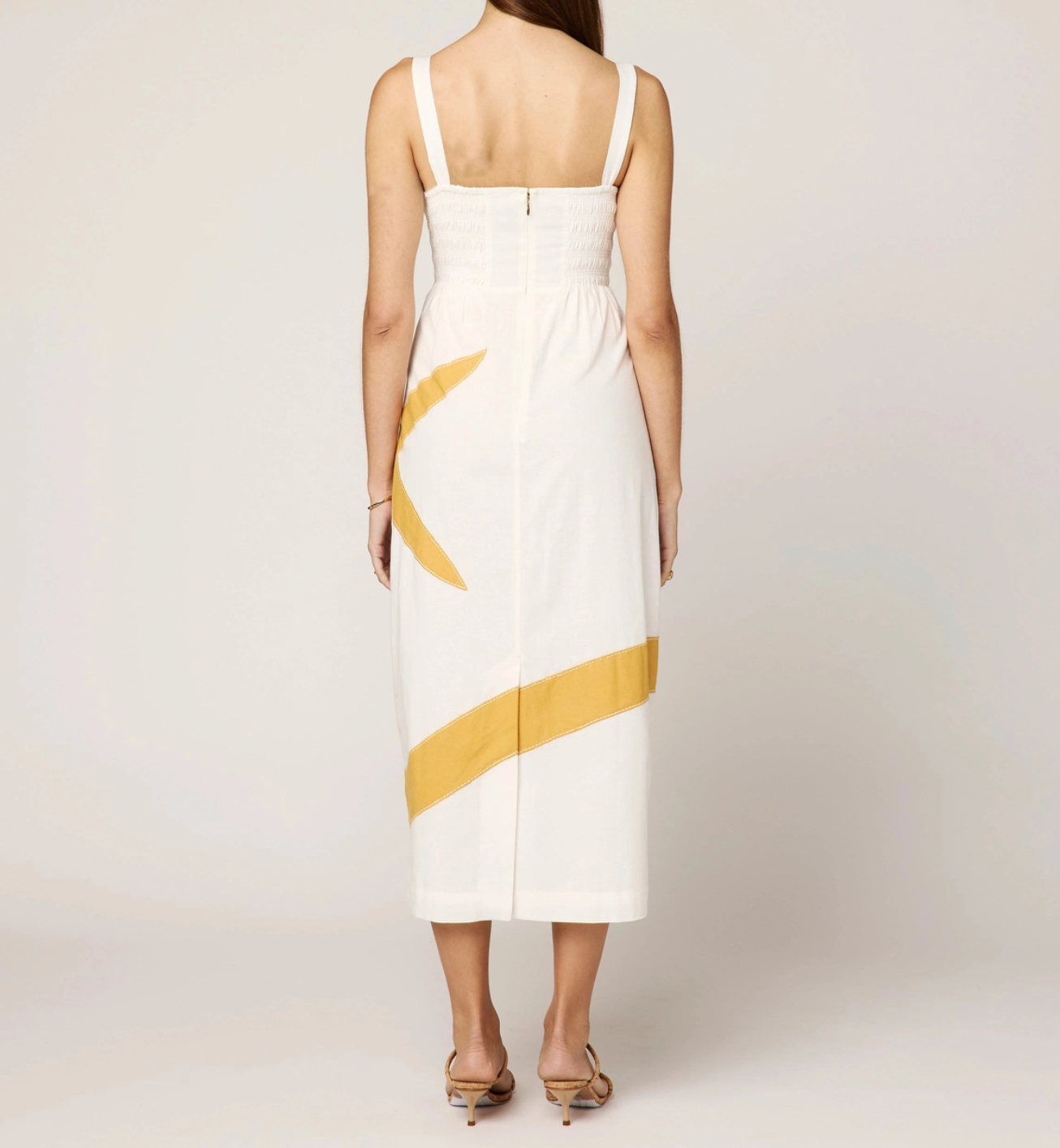 BRIE MIDI DRESS | IVORY/OCHRE