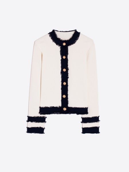 CARDIGAN BICOLOR ECRU NAVY