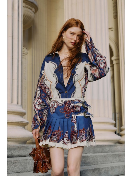 ARABESQUE SCARF BLUE MINI SKIRT