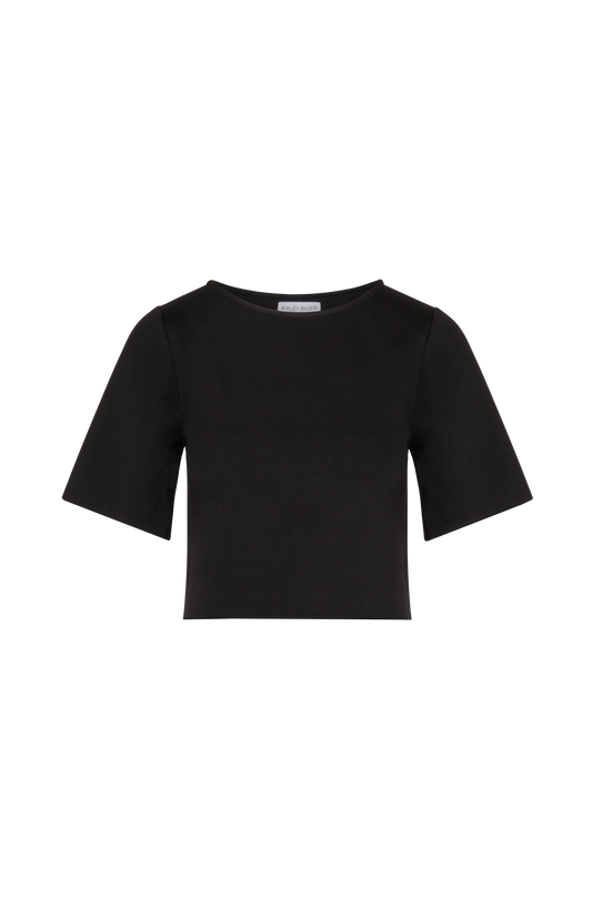 BLACK PONTE SHORT SLEEVE TOP