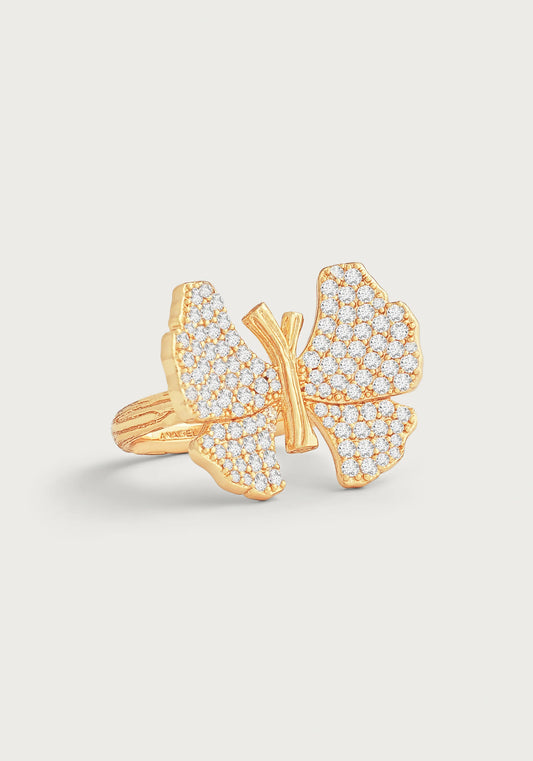 Butterfly White Pavé Ring - size 7