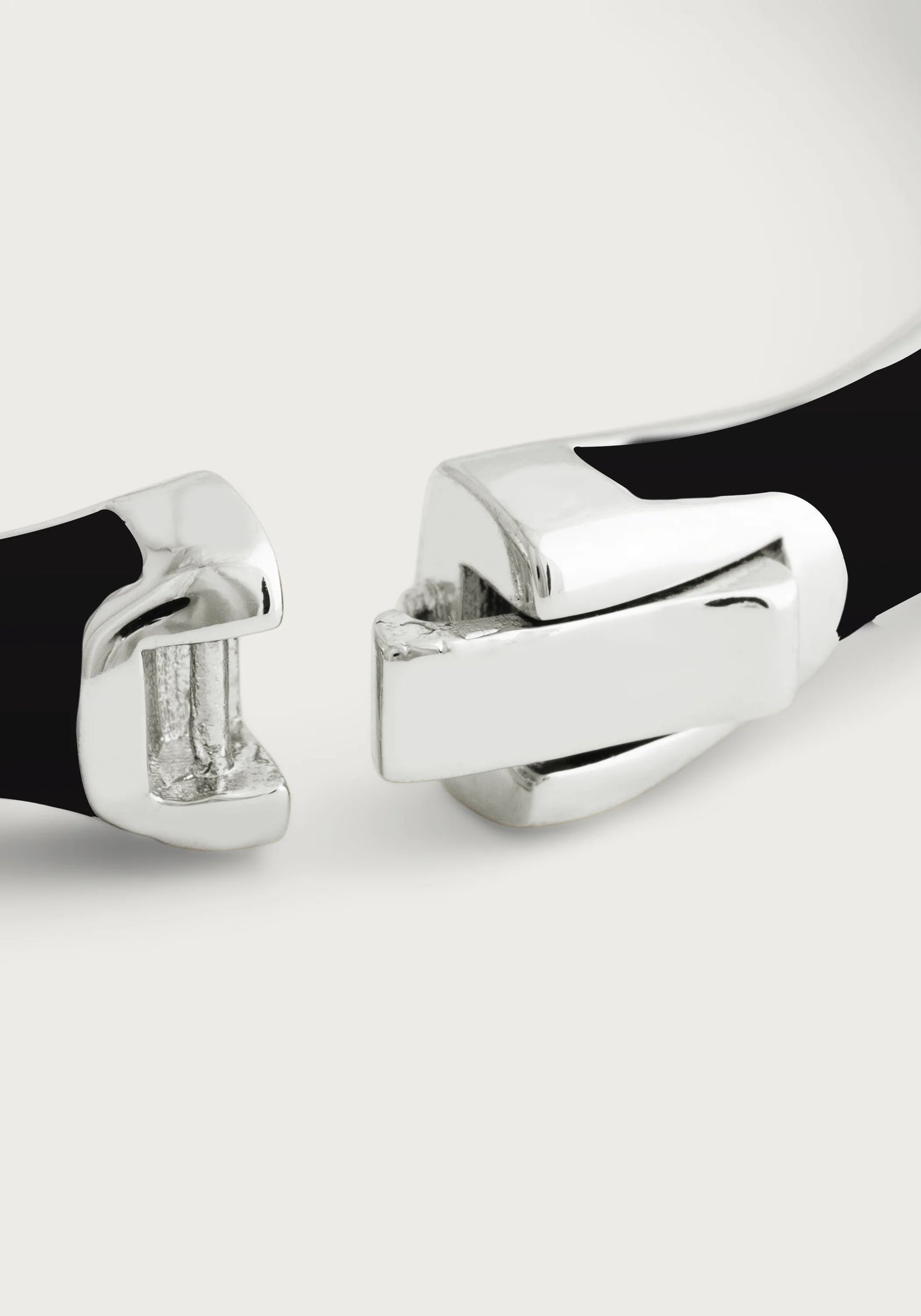 Bamboo Enameled Hinged Bangle, Silver