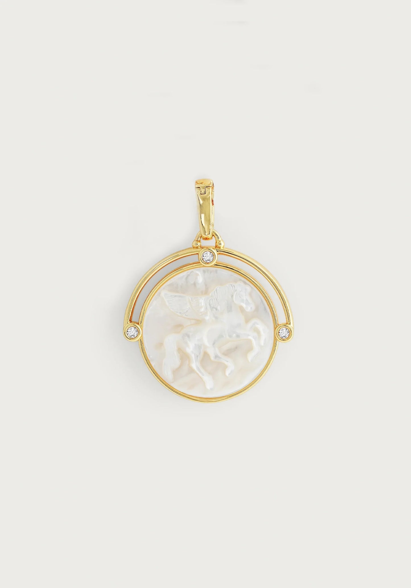 Pegasus Mother of Pearl Coin Charm