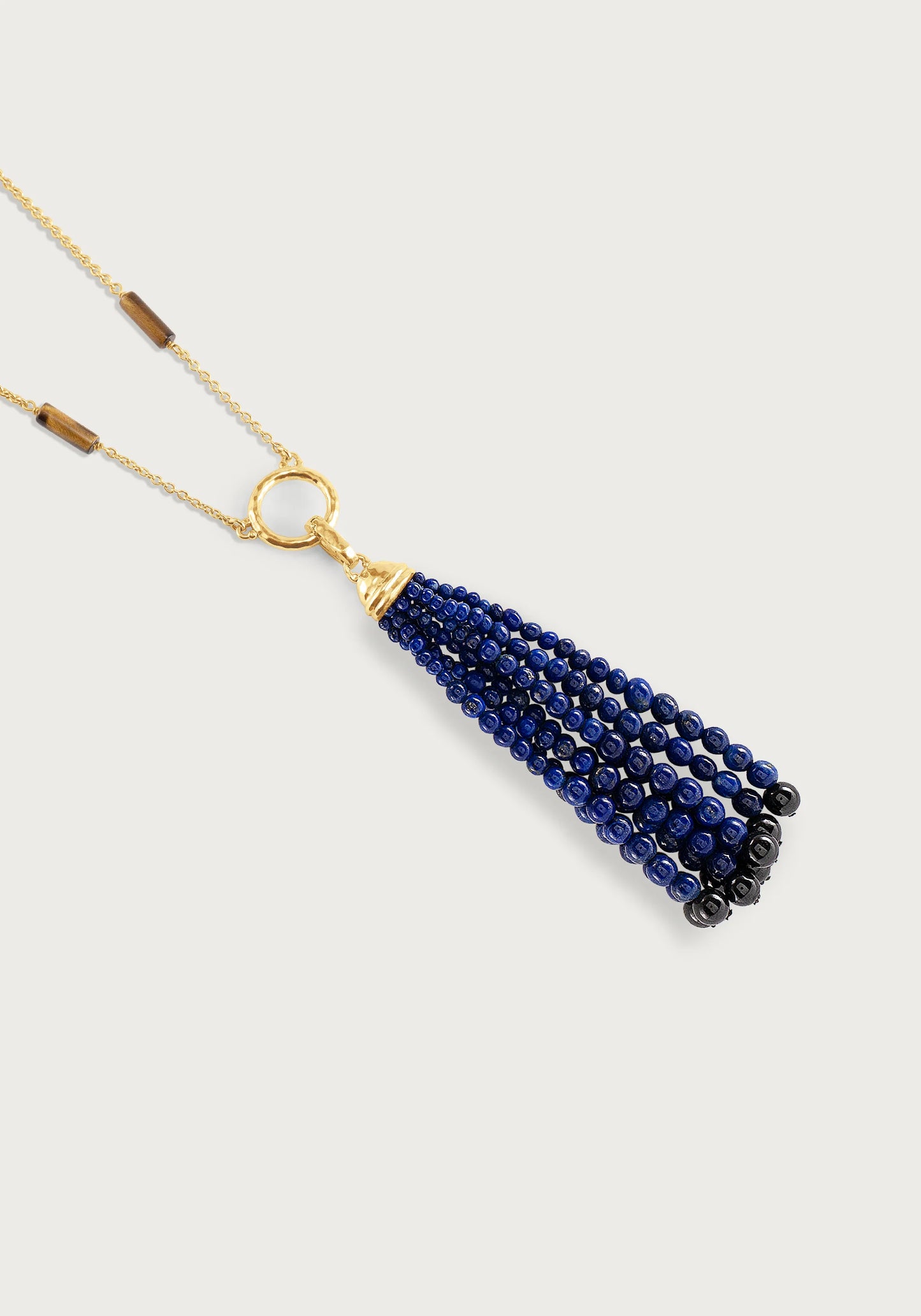 Forza Tassel Pendant, Lapis and Black Onyx