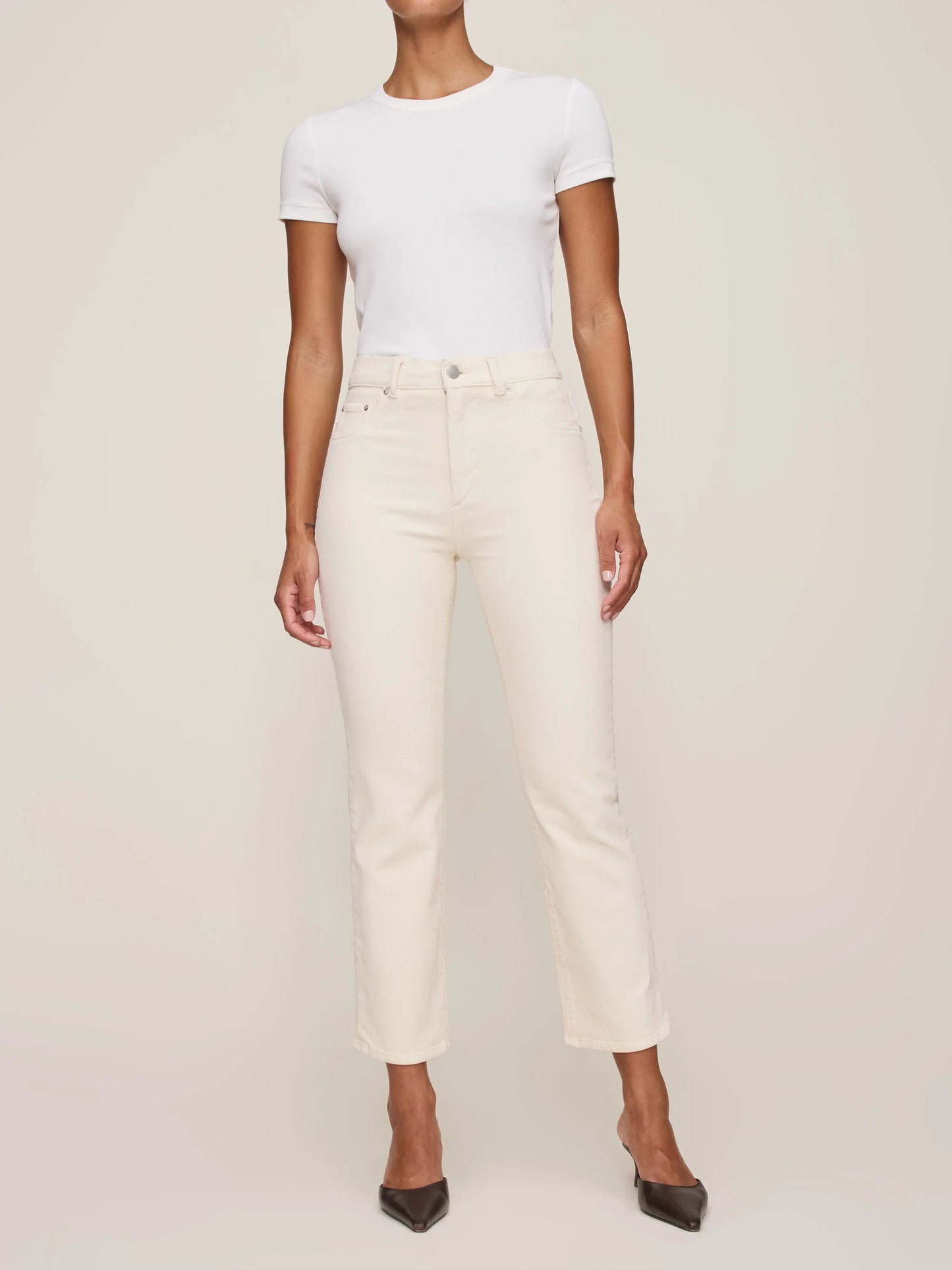Patti Straight High Rise Ankle Jeans - Manilla Corduroy