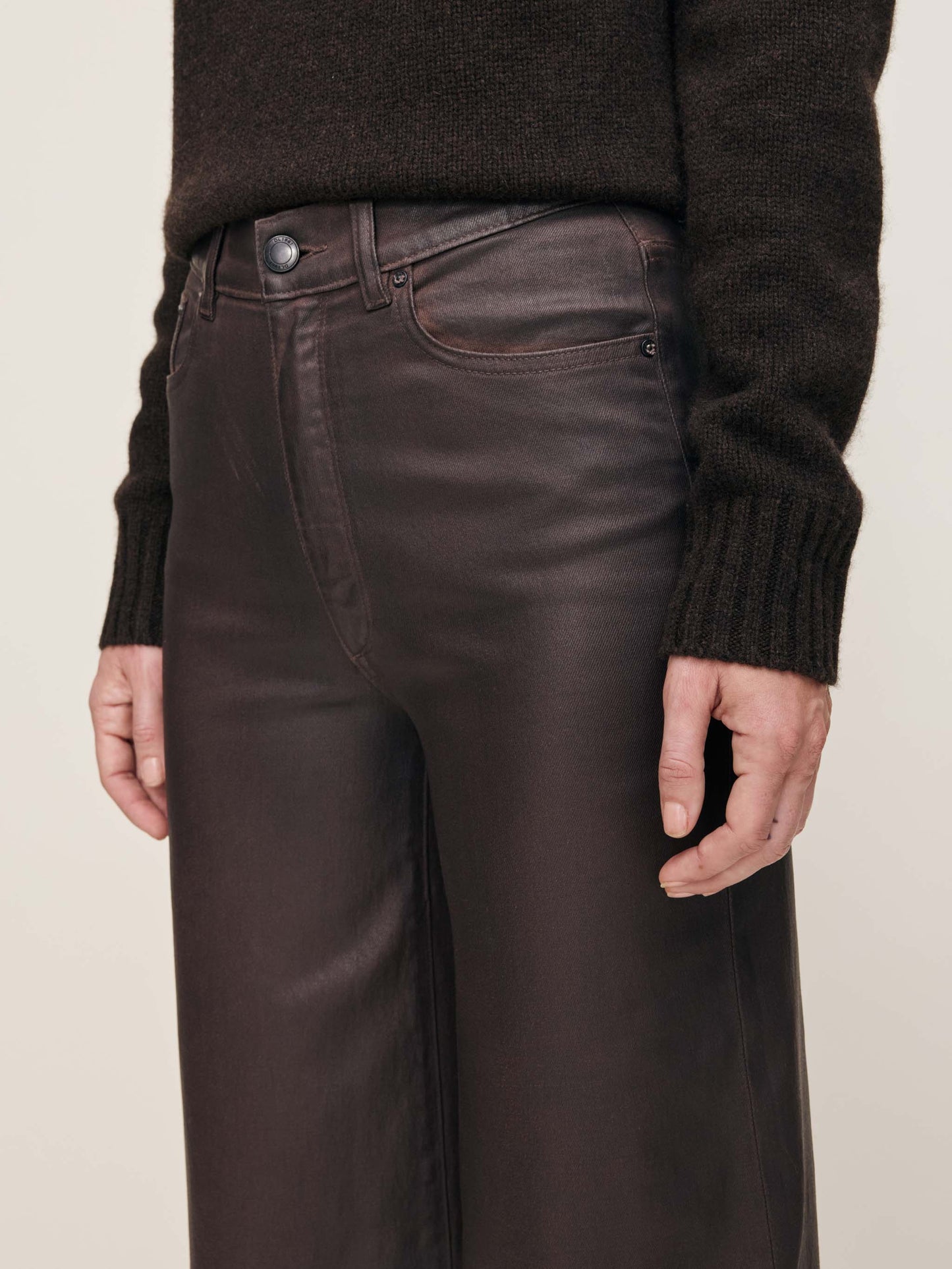 Hepburn Wide Leg High Rise 32" Jeans - Walnut Coated