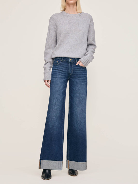 Hepburn Wide Leg Mid Rise 32" in  Boardwalk Cuffed
