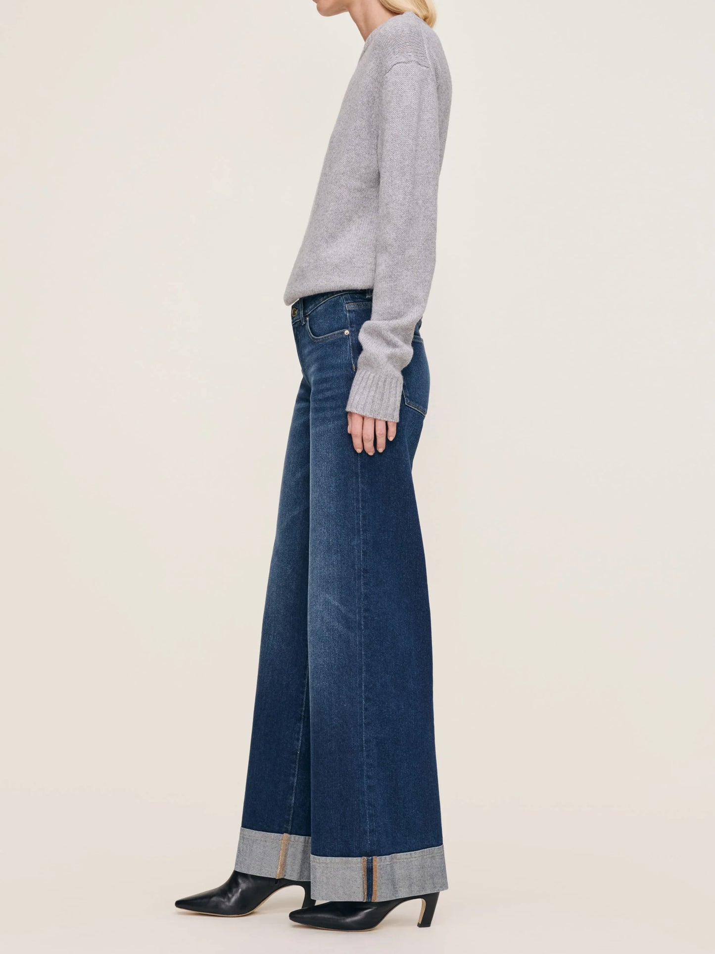 Hepburn Wide Leg Mid Rise 32" in  Boardwalk Cuffed