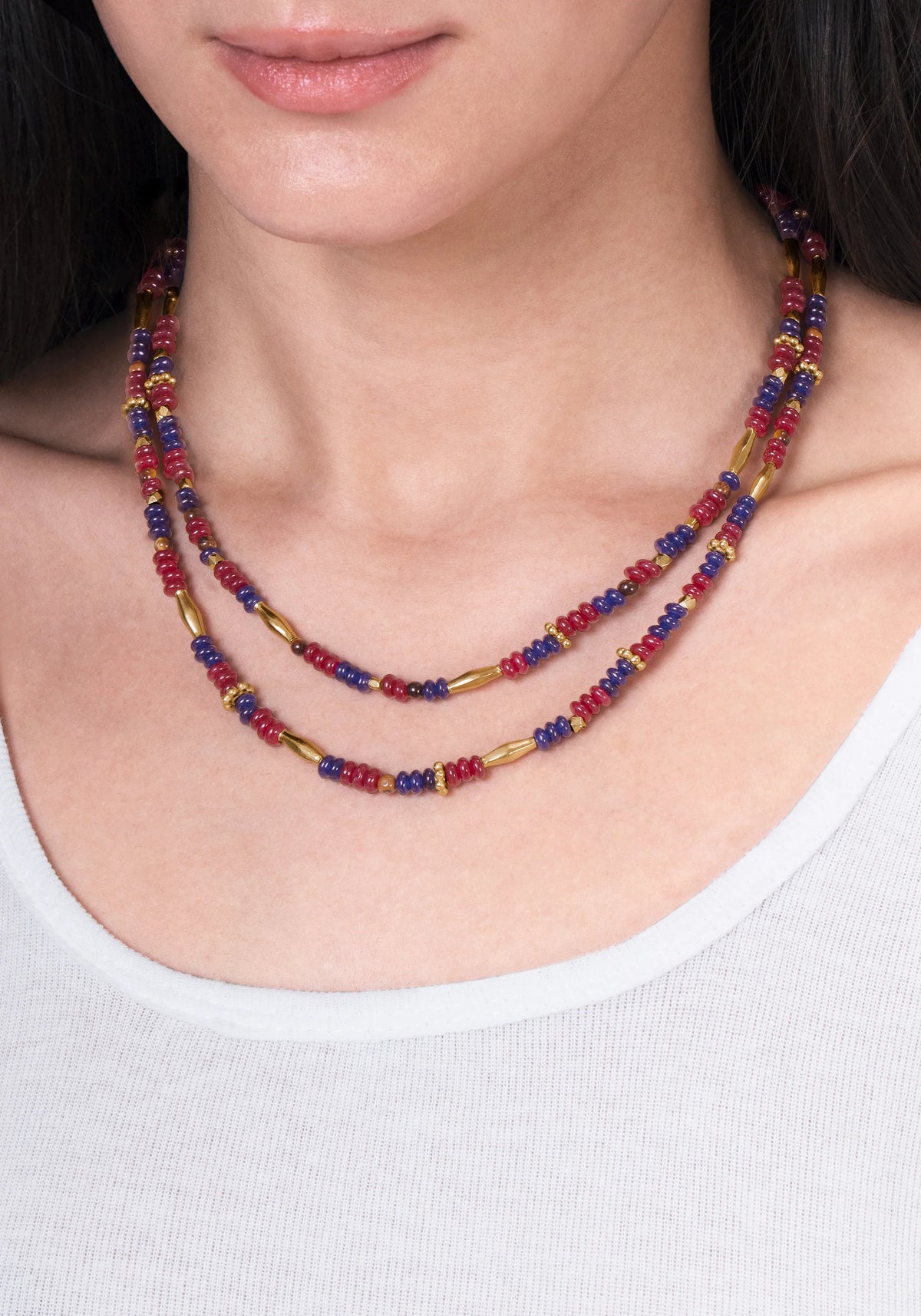 Milos Beaded Necklace - Maroon