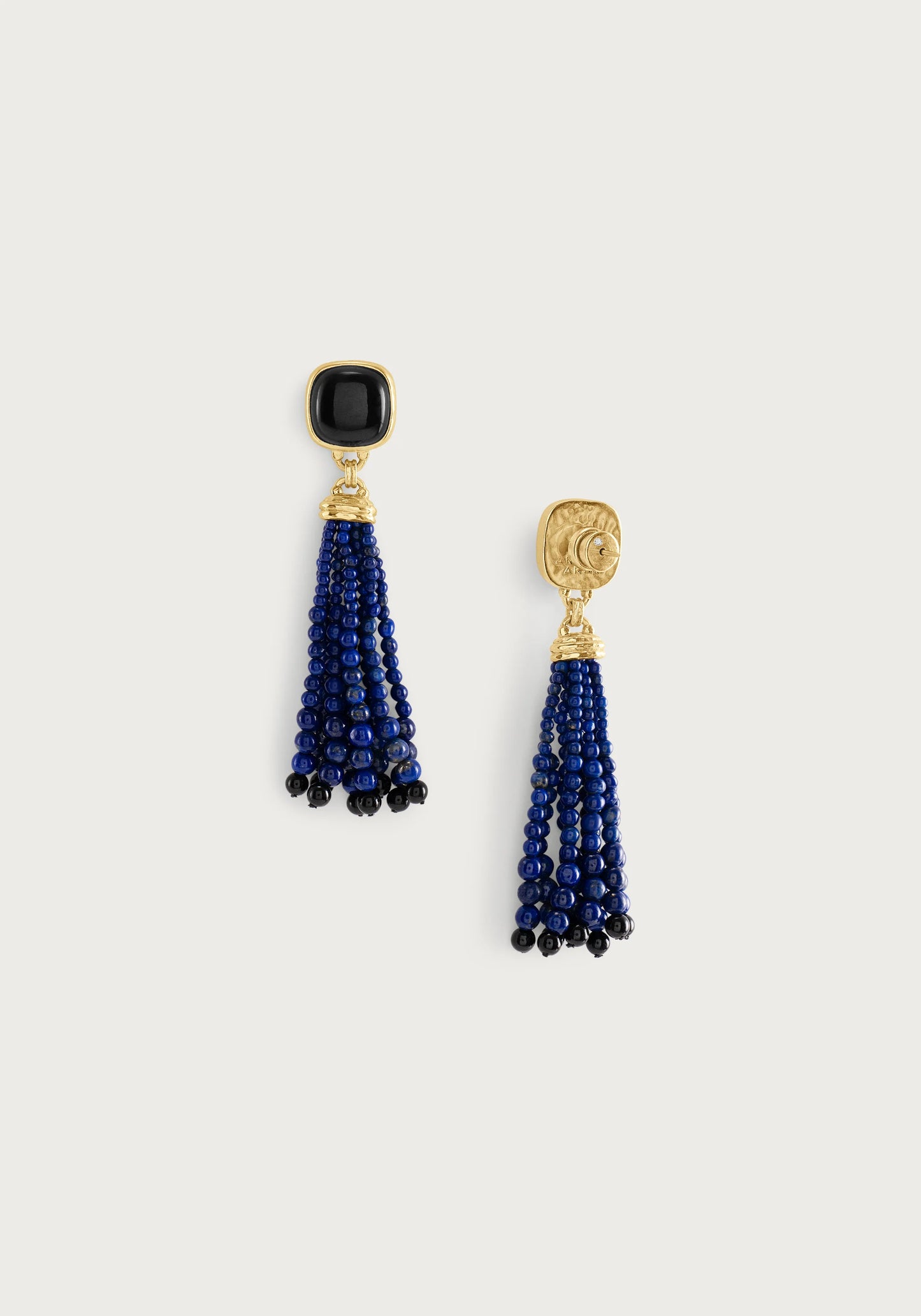Forza Tassel Earring, Lapis and Black Onyx