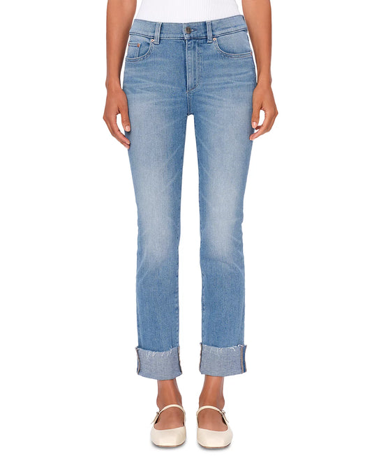 Mara Straight Instasculpt™ Mid Rise Cuffed Jeans in Island Park