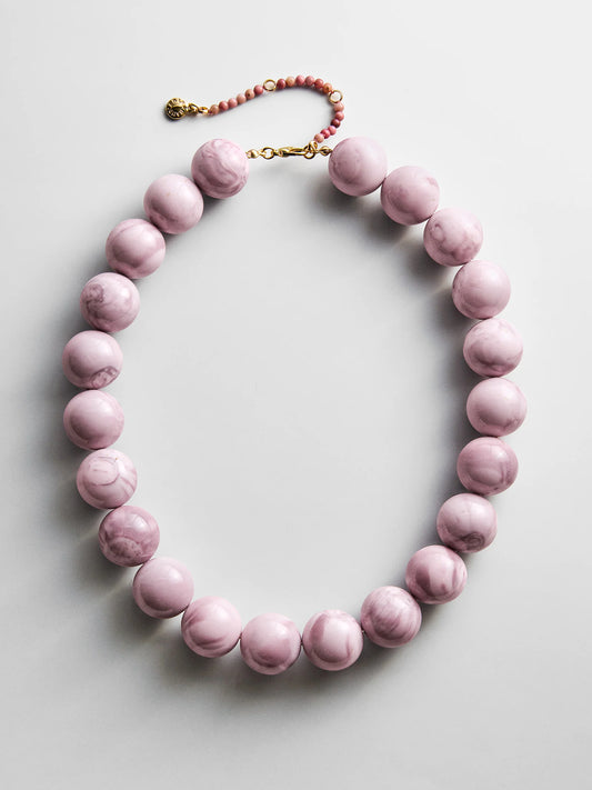 Jane Beaded Necklace - Smoky Rose Quartz