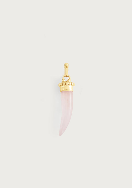 Milos Stone Horn Charm, Rose Quartz