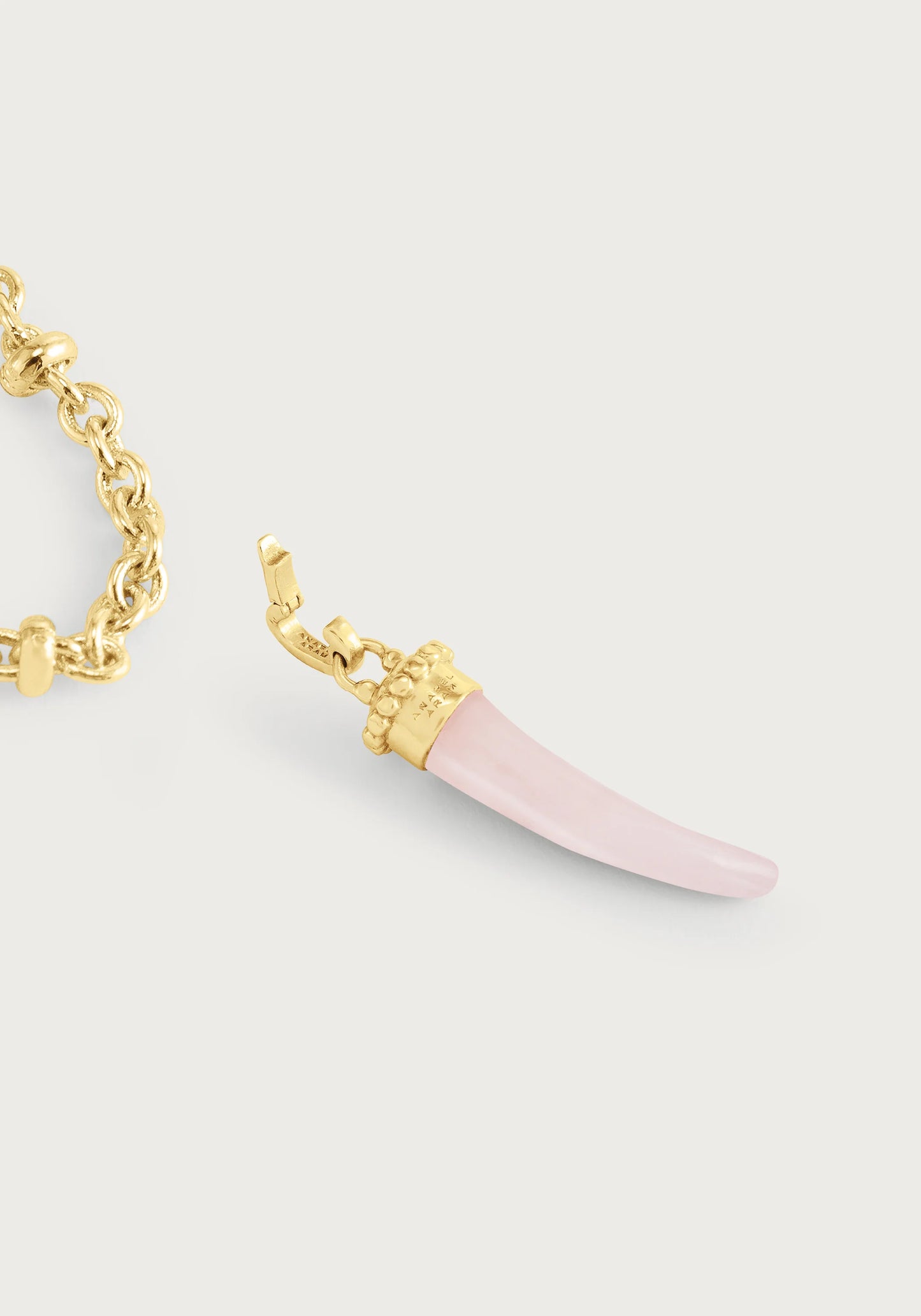 Milos Stone Horn Charm, Rose Quartz