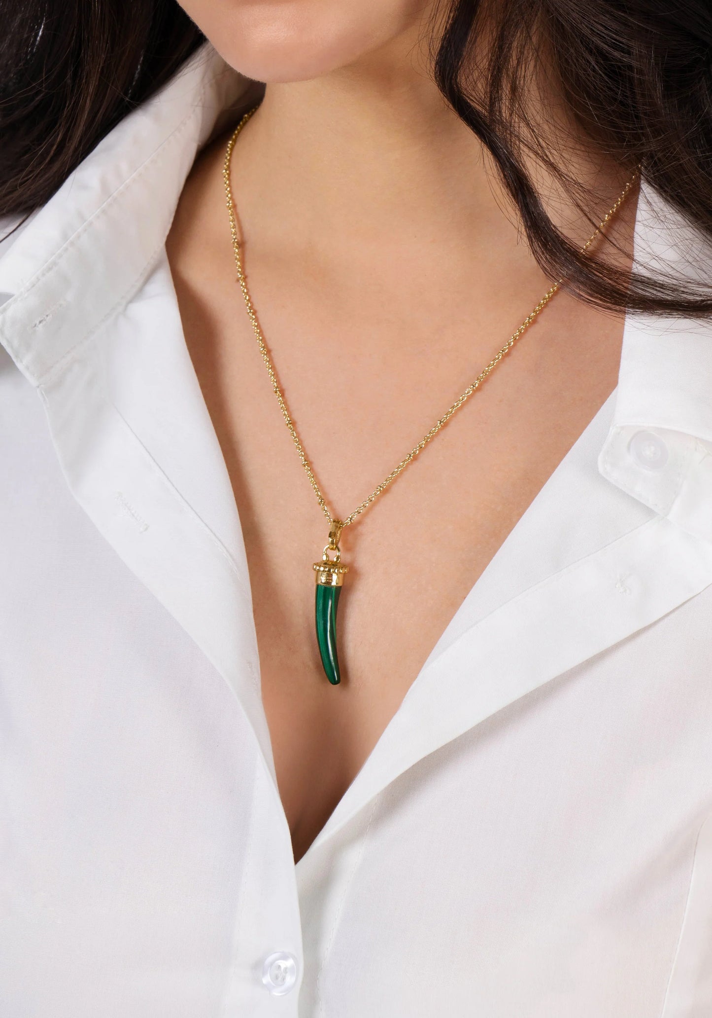 Milos Stone Horn Charm, Malachite