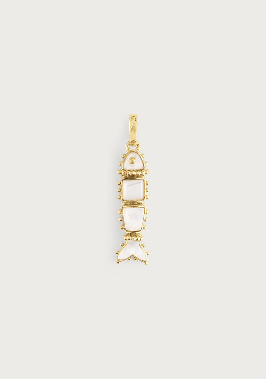 Milos Stone Fish Charm - Pearl