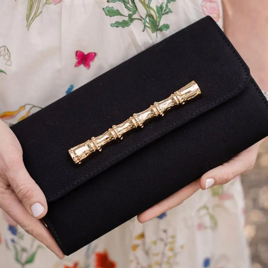 Avery Canvas Clutch - Gold Bamboo Bar