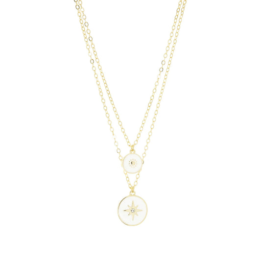 layered enamel charm necklace