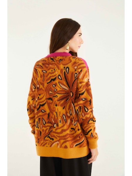 BOLD TIGER SLEEVE KNIT CARDIGAN