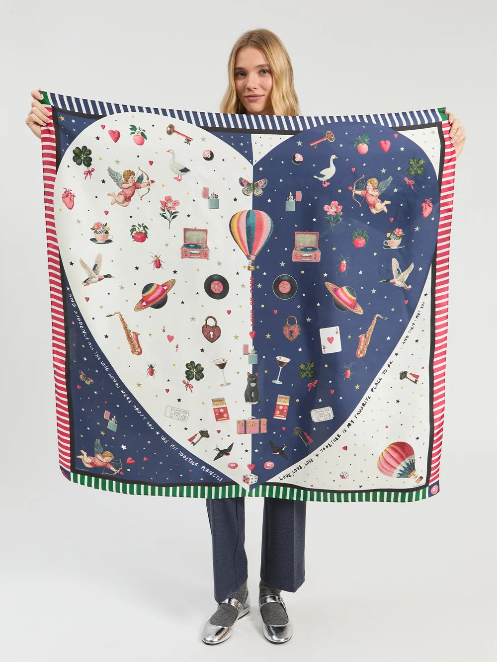 Navy Square Silk Scarf