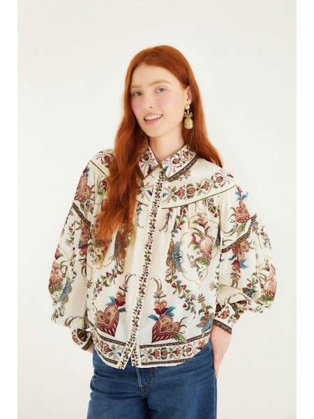 Majestic Hearts Cream Blouse