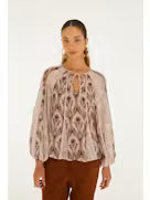Birds Tree Garden Medal Long Sleeve Blouse